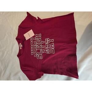 Juicy Couture Red Graphic Tee "Juicy Sleigh All Day" Size L